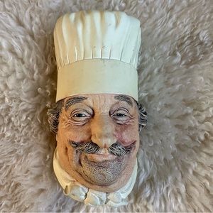 Bossons English Chalkware Chef Head Wall Decor Ceramic Vintage